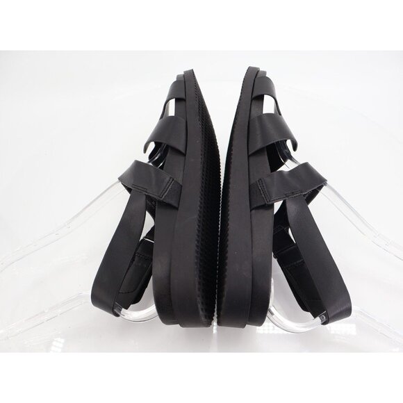 Steven Steve Madden Faun Sandals Womens 11 Black Strappy Wedge Comfy Vegan - Picture 9 of 14